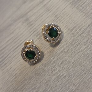 Elegant Gold and Green Gemstone Earrings